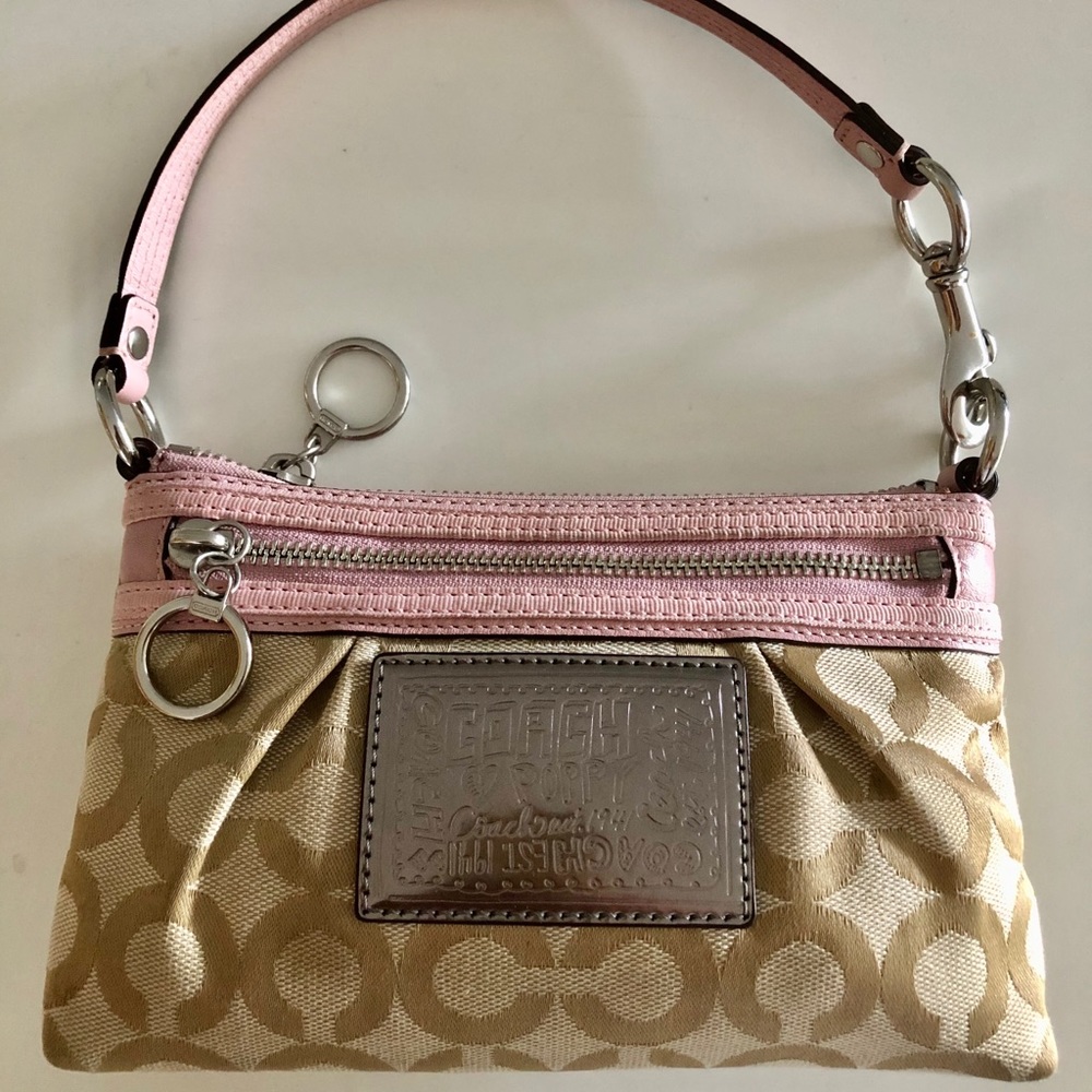 Small beige and light pink clutch